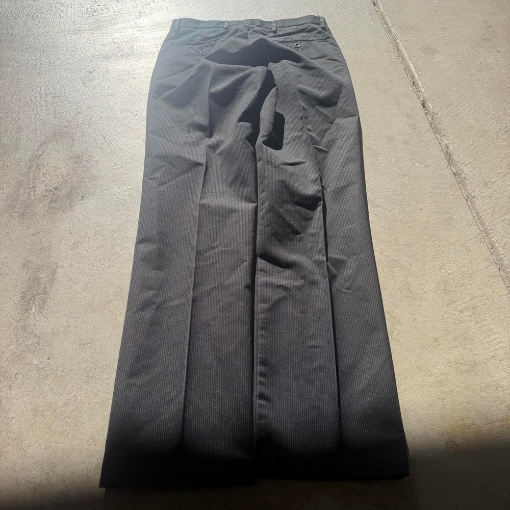 30x30 Black Pinstripe Straight Wide Leg Pleated Dress Pants Y2K Grunge 2000s - Picture 5 of 6